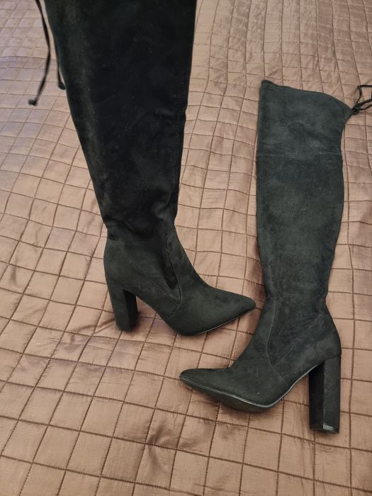 Cizme dama peste genunchi cu toc