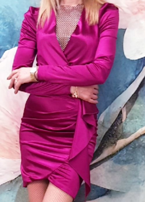 Rochie de ocazie, visiniu, marimea 34, elastica, foarte comoda