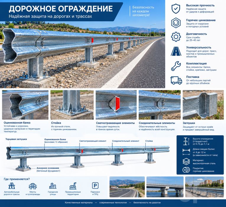 Дорожное металлическое ограждение