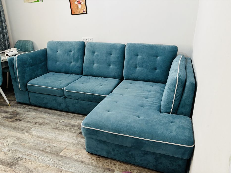Угловой диван цвет бирюза