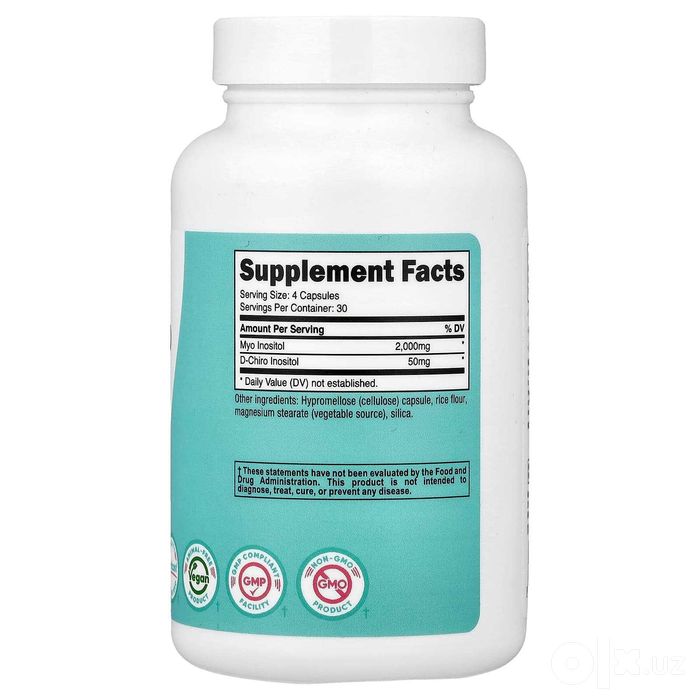 Nutricost, Мио и D-хиро инозитол, 120 капсул
