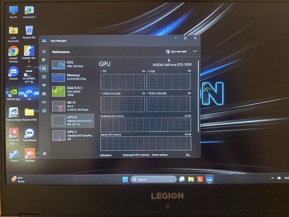 Laptop Gaming Lenovo Legion Y530 – i5-8300H / GTX 1050 4GB / 8GB RAM / SSD 240GB
