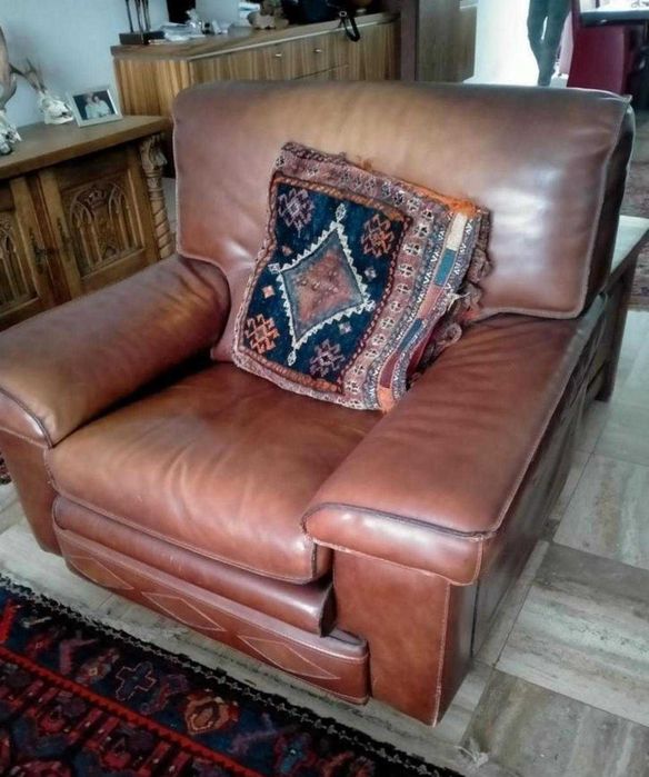 Canapea + fotolii din piele italiană, Roland Lap