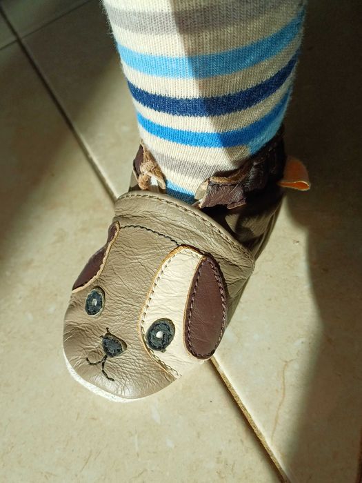 Кожени пантофки за бебе до 11 см - 10лв