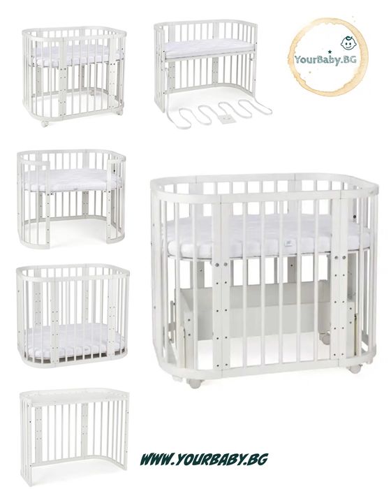 Кошара за Бебе, Детско Легло Смарт 5в1 и Матрак - Цвят Бяла