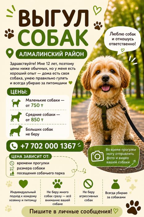 Выгул собак в Алматы