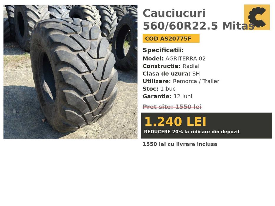 Cauciucuri 560/60R22.5 Mitas Anvelope Remorca Cisterna SH LIVRARE