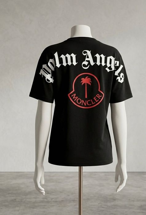 Мъжка черна тениска Palm Angels x Moncler (КАТО НОВА)