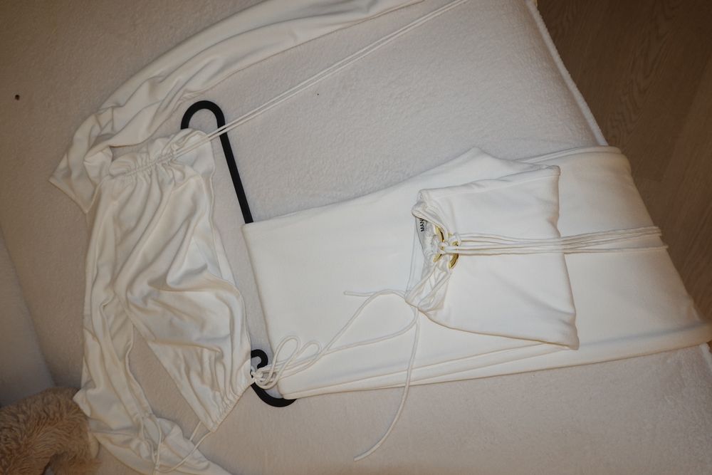 Manuri set pantaloni + top alb xs