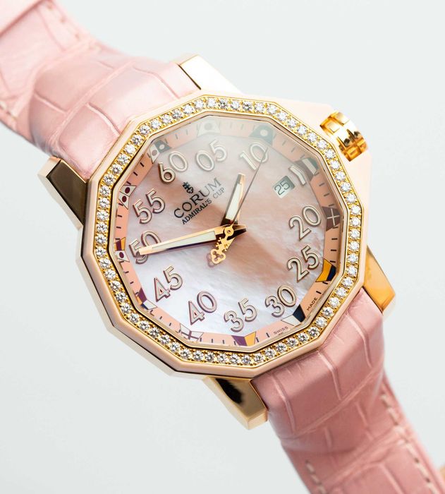Corum Lady Admiral's Cup 40mm Diamond Rose Gold Pink MOP Dial