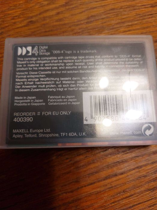 DDS-4 DDS4 , banda magnetica caseta Maxell 20 Gb