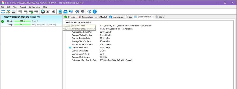 Western Digital Blue WD20EZRZ 2TB 5.4K RPM 64MB Cache 3.5" Hard Drive