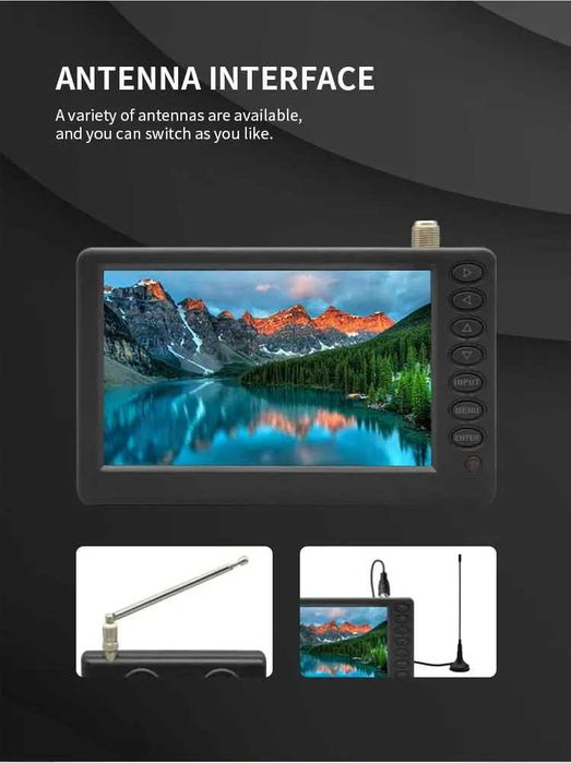 Джобен Телевизор 5" Портативен малък за кола камион автомобил мини TV
