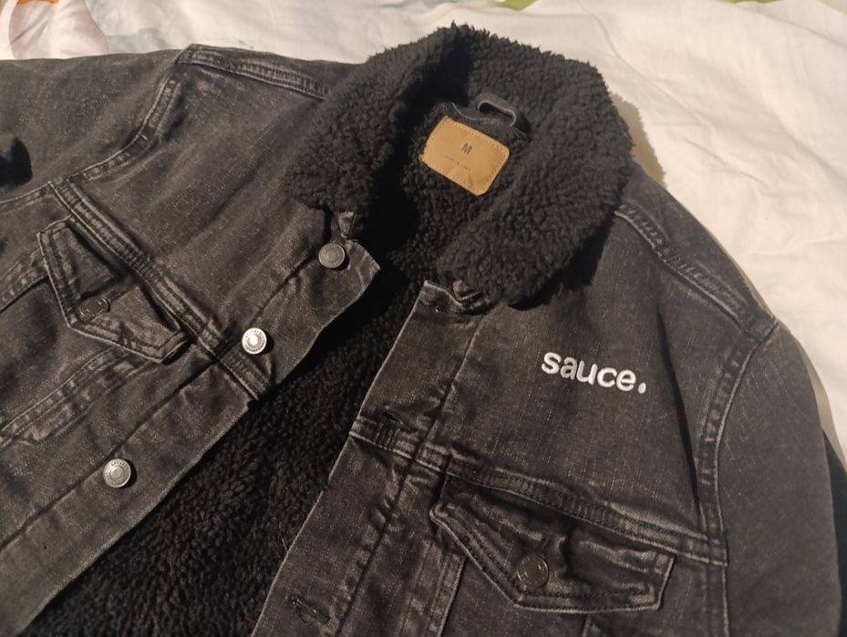 Роскошная фирменная мужская джинсовая дублёнка-куртка