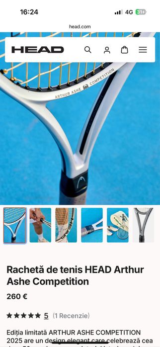 Racheta Head Arthur Ashe-Legacy Edition! 295g,cap 100,maner 2