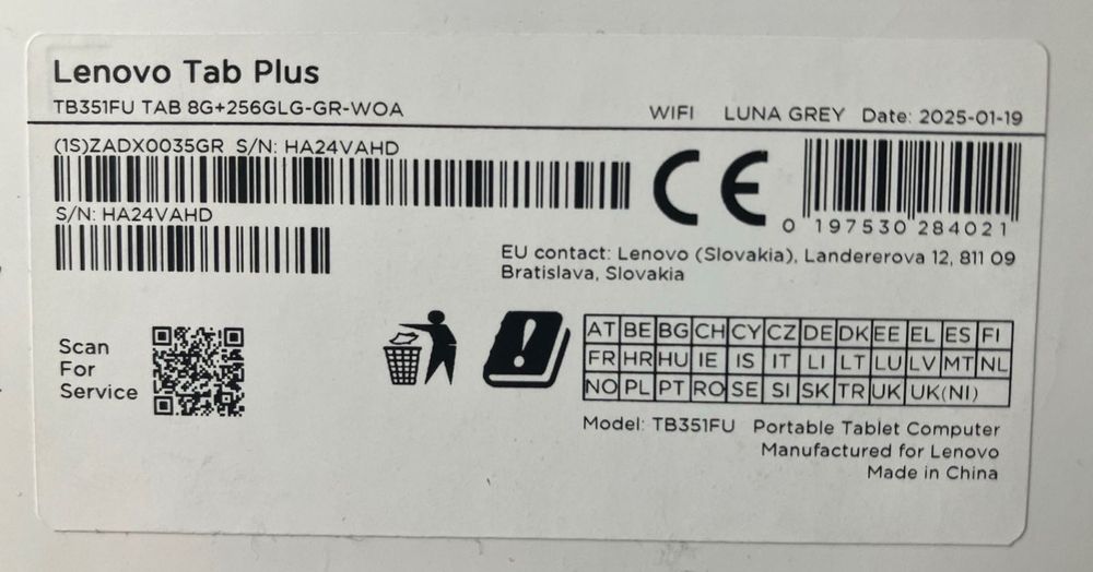 Lenovo Tab Plus TB351FU