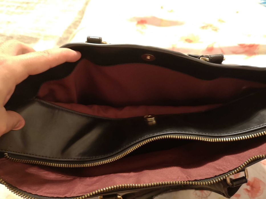 Poseta Zara mare neagra (geanta dama) 47x28x14 cm, 2 compartimente