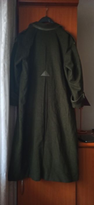 Palton lung dama verde lână 42