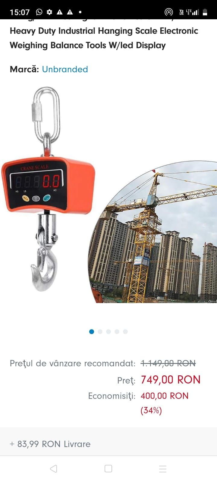 500 KG / 1100 LBS Digital Crane Scale Heavy Duty Industrial