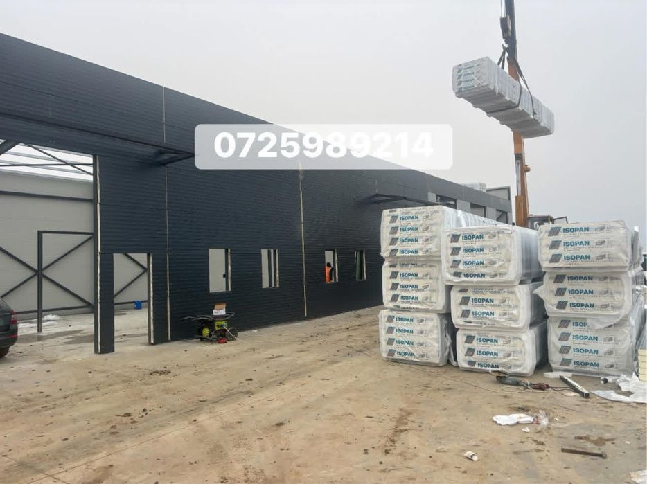 Hale metalice de 600mp cu panouri sandwich containere pentru birouri