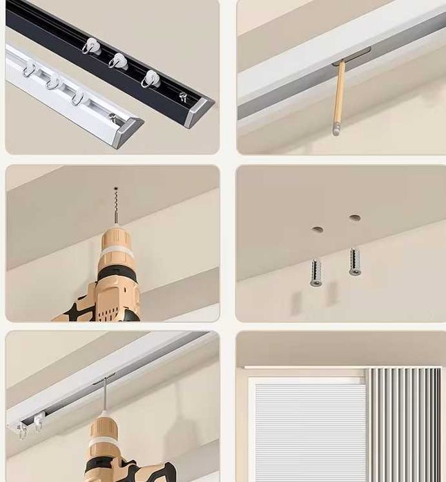 Șină pentru Perdele din Aluminiu 240cm alb cu toate accesoriile