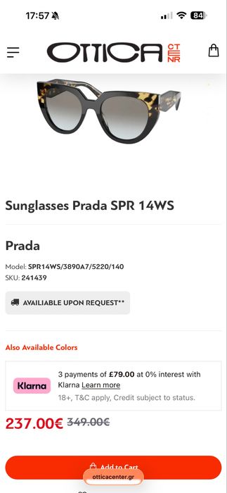 Ochelari de soare femei originali Prada PR 14WS 3890A7 52 - 20 140