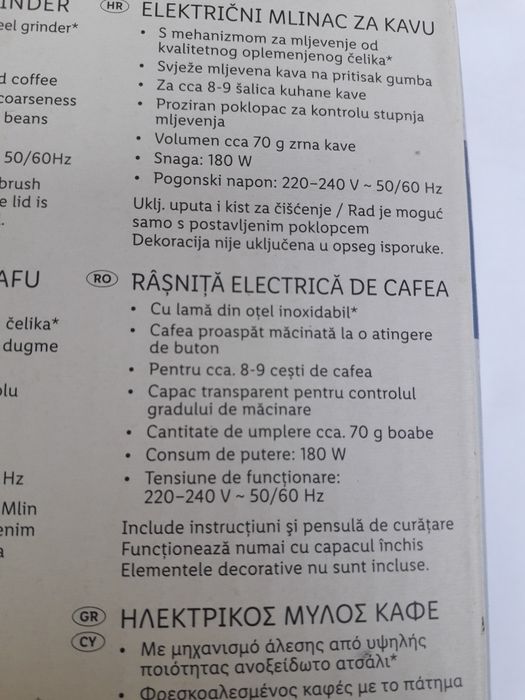 Rasnita electrica pt. cafea