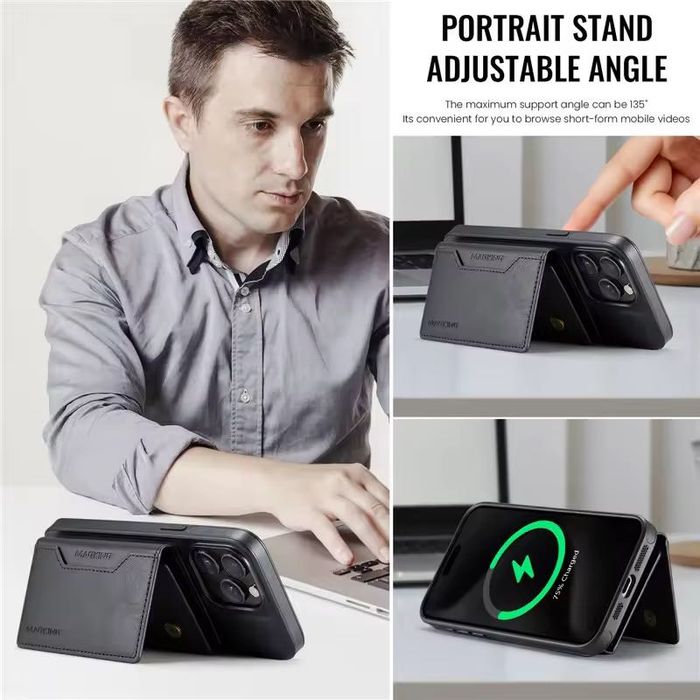 Калъф от ЕКО кожа с Magsafe портфейл за iPhone 16 Pro