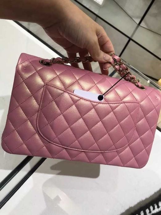 Geantă Chanel din Piele Roz Sidefat / Lucios