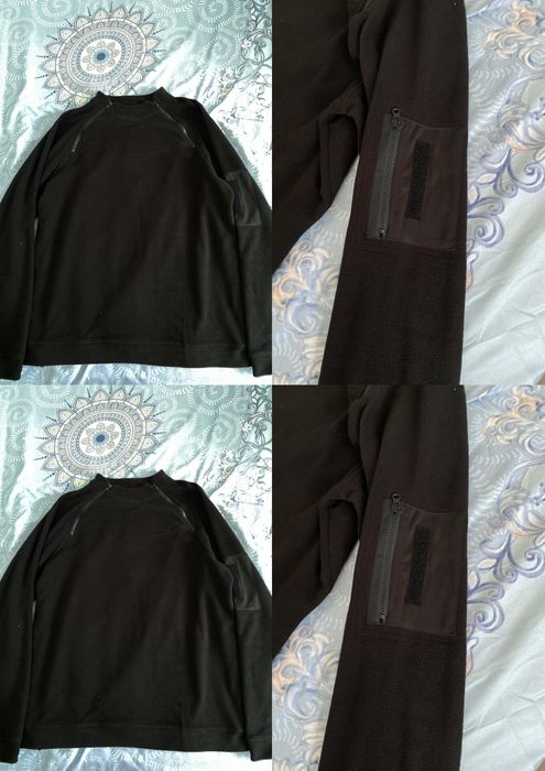 Pulover tactic negru, mărimea XXXL, cu scai pe braţ.