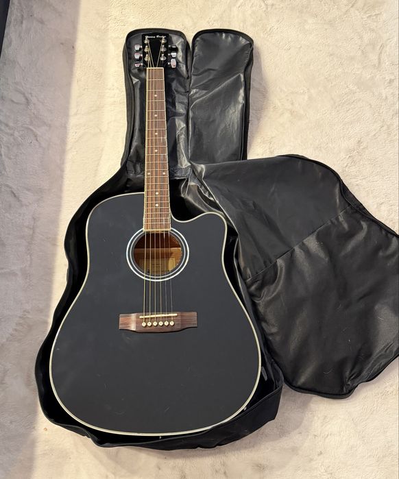 Chitară electro-acustică Harley Benton HBD120CE BK + husă + accesorii complete