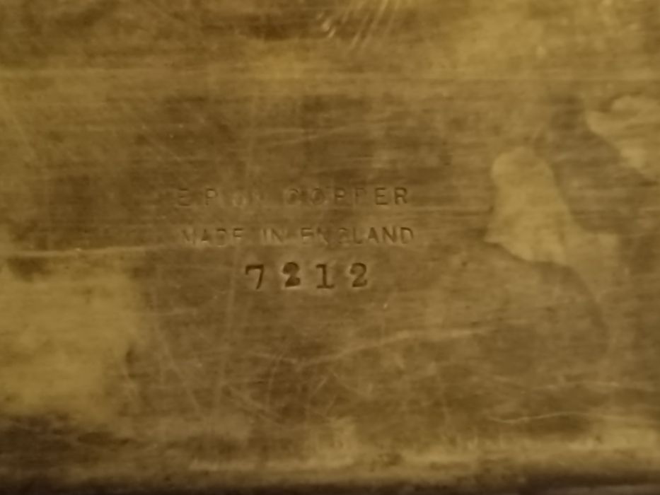 Медна посребрена антична табла подноос от Англия