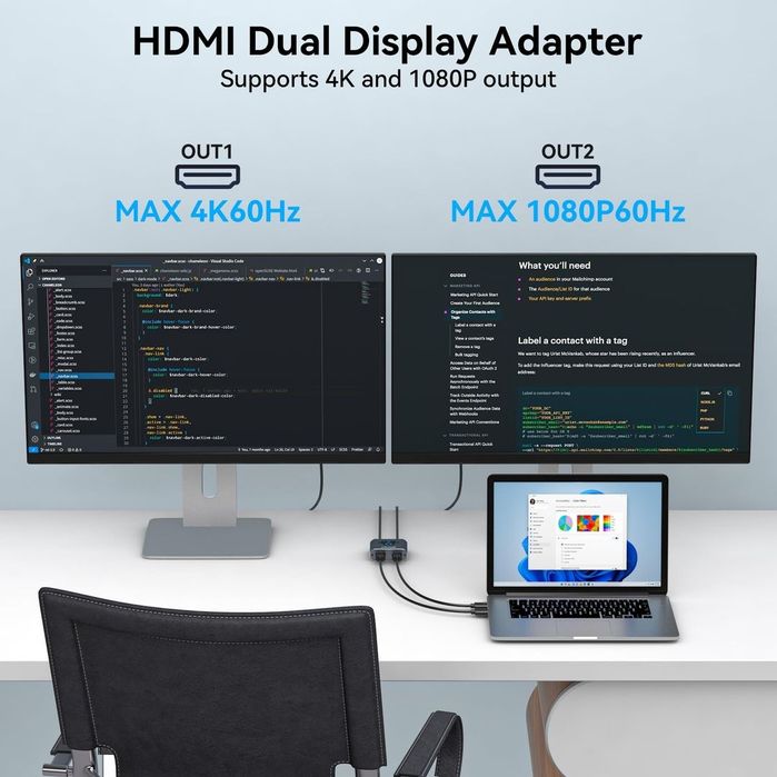 Splitter HDMI Dual Display VPFET 4K 60Hz USB 3.0