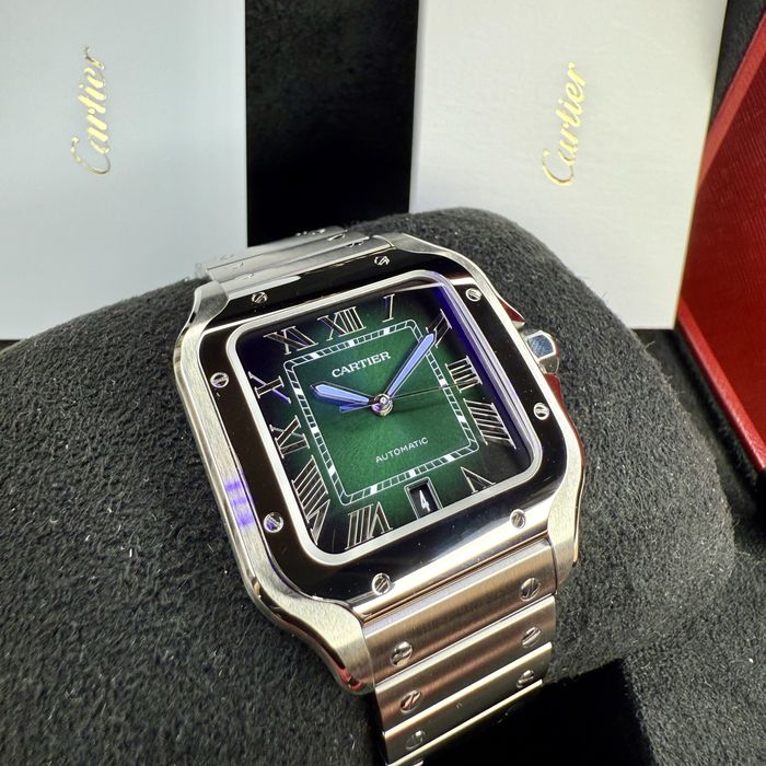 Santos de Cartier Green Dial Pe Stoc | Size L | 7400E | WSSA0062  2025