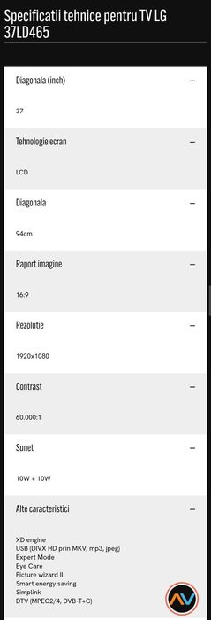 TV LG diagonala 94cm