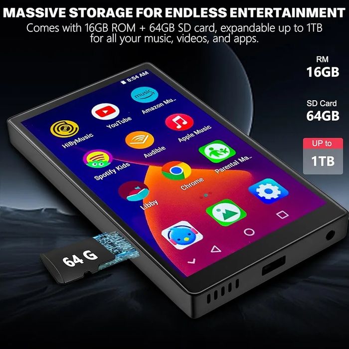 MP3 плейър с Bluetooth и WiFi, 4-инчов сензорен MP4 MP3 плейър