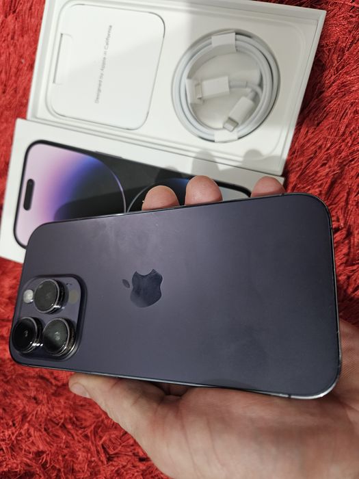 -Iphone 14Pro, ca Nou Deep Purple 128Gb 6Ram impecabil Bat: 100% stare perfecta cutie completa cablu date original nici o restrictie