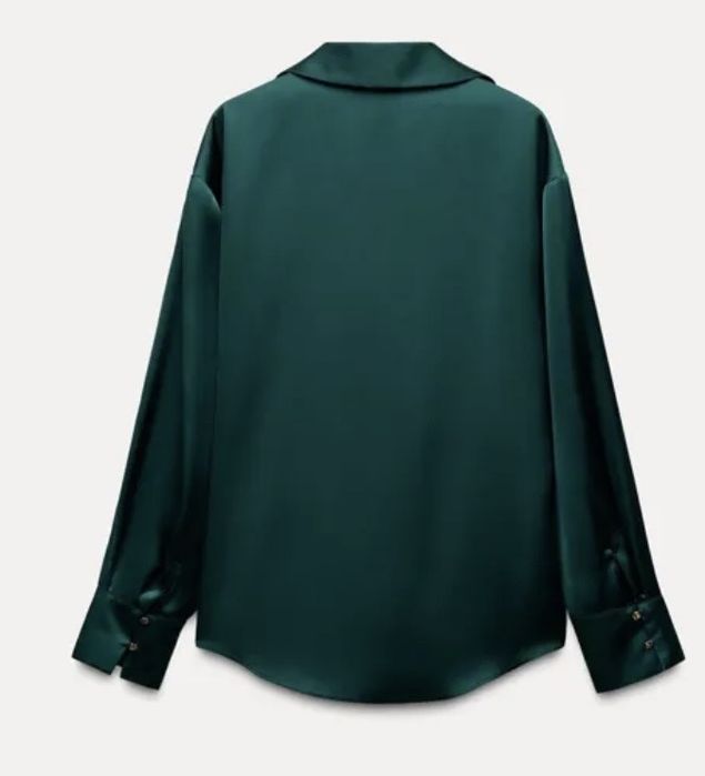Ново Сатенена изумрудено зелена риза Zara / Дамска блуза Зара размер М
