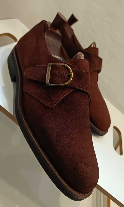 Pantofi monk 41 premium suede Emidio Oddi piele naturala moale