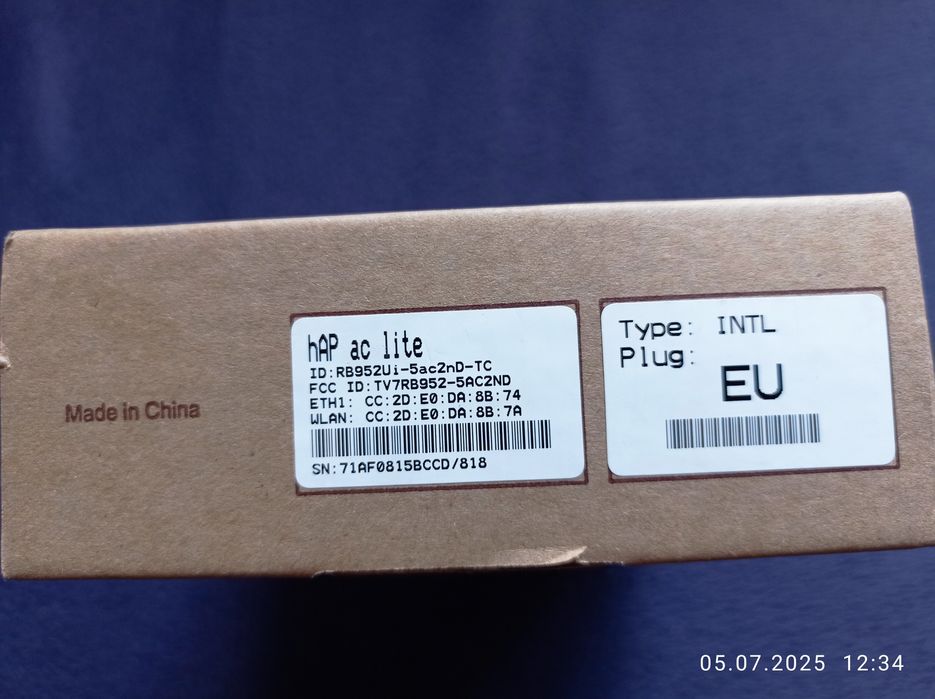 Маршрутизатор (роутер) MikroTik hAP AC lite TC