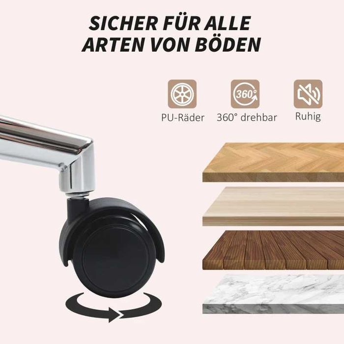 Офис стол HOMCOM, тапициран стол за бюро, функция накланяне, въртящ се