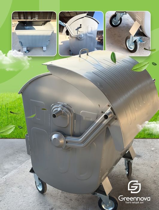 Musor konteyner 1100L | Atsinkofka va chorni metal | Arzon narxda