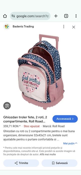 Vand ghiozdan troler - stare foarte buna