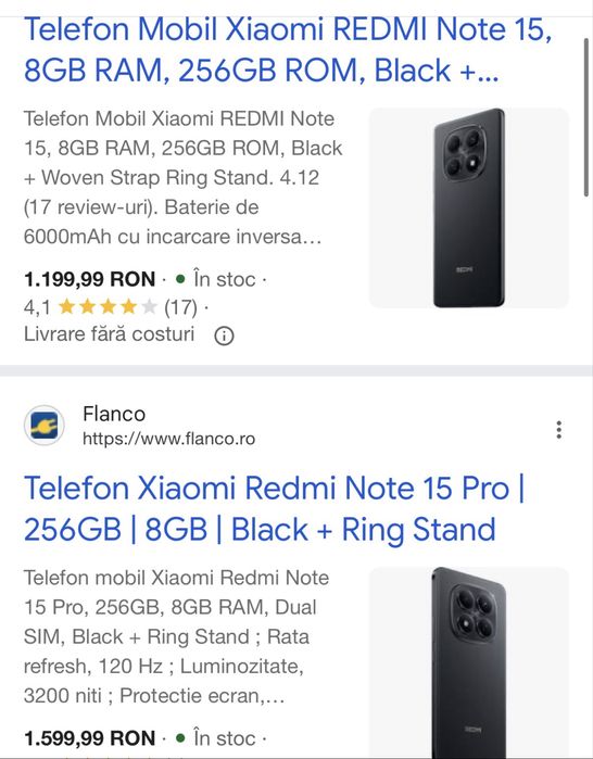 Xiaomi Redmi Note 15 256Gb 8Gb Ram Black Nou Sigilat