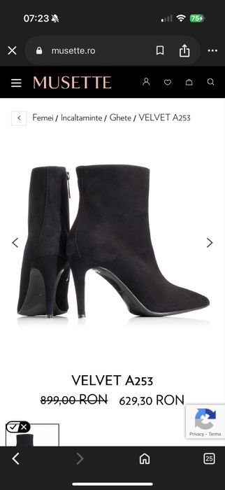 Botine piele intoarsa Musette A253 mărimea 36