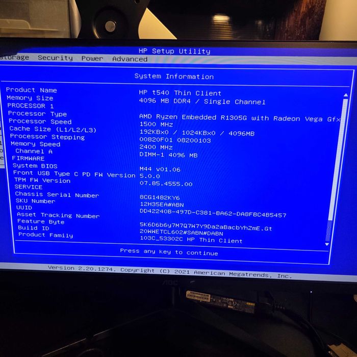 Mini PC Thin Client HP t540, AMD Ryzen, 4GB DDR3, 16GB SSD M.2