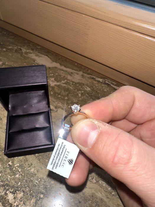 Inel Logodnă SIGILAT Diamant Adevărat 0.5ct Firesc Rose Gold CERTIFICAT! - nefolosit