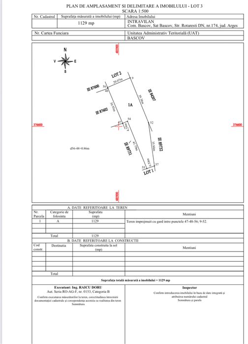 Teren intravilan in centrul comunei Bascov