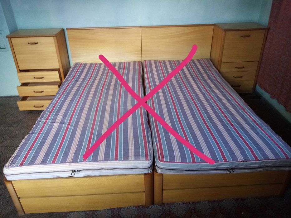 Спален комплект мебели-спалня, 2нощни шкафчета, тоалетка, гордероб.