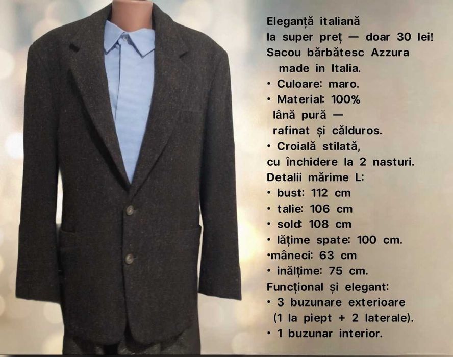 Sacouri pentru bărbați, din lână